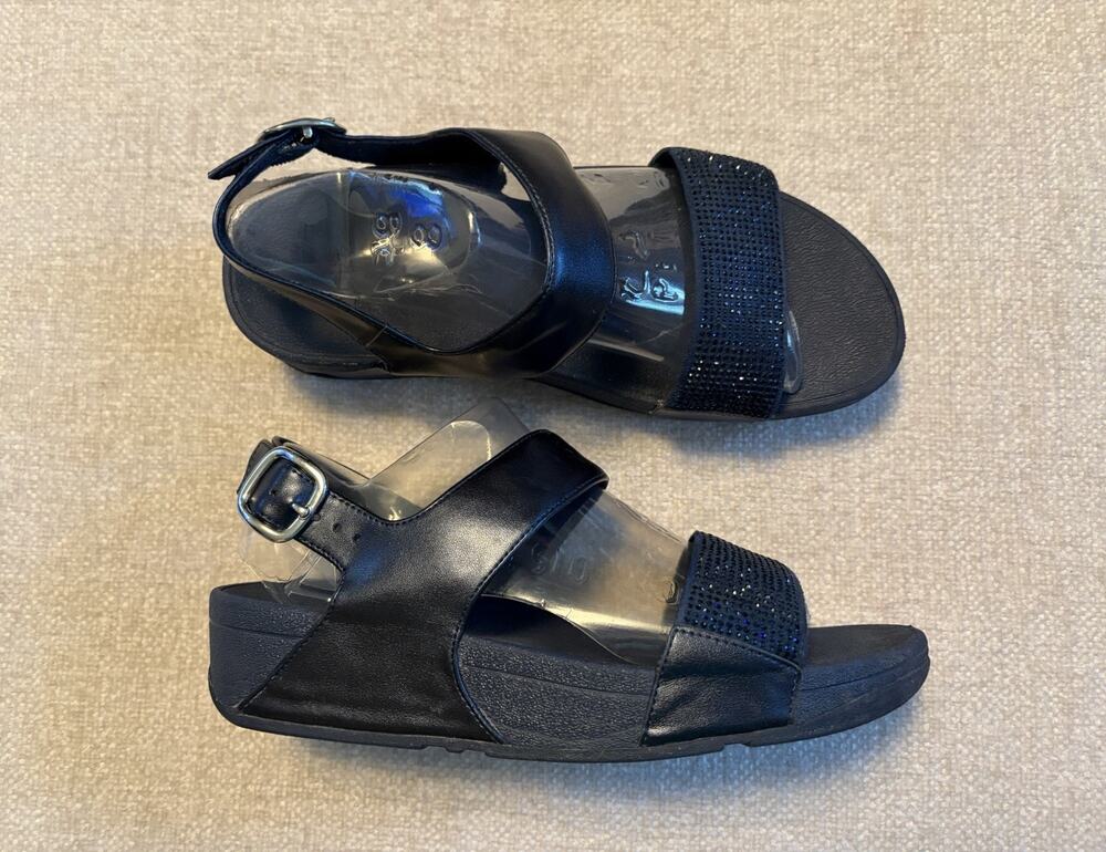 Fitflop Women's Size 8 LuLu Crystal Embellished Slingback Sandal EK1-399 Navy